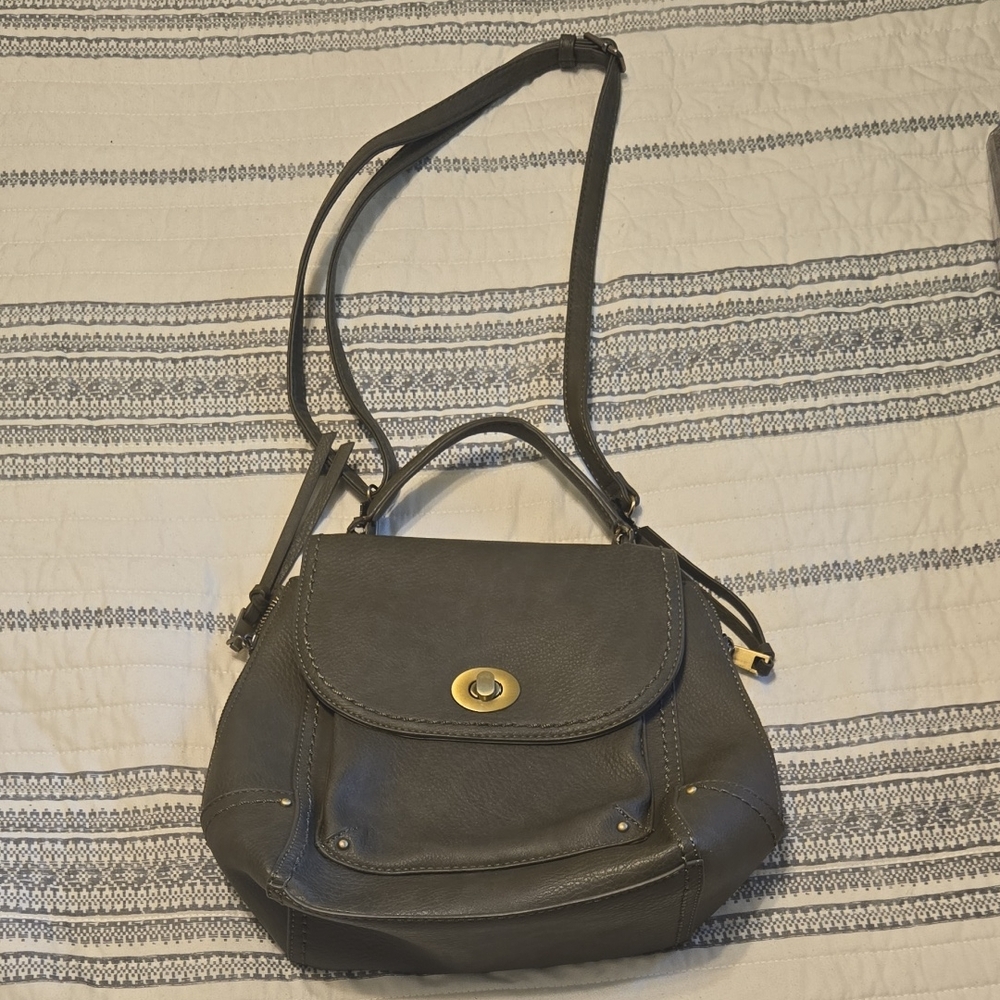 Madison West Gray Shoulder Bag with Sleek Design